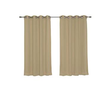 Imagem de Best Home Fashion Cortinas blackout com isolamento térmico – Parte superior com ilhós de bronze antigo – Trigo – 132 cm L x 160 cm C – Amarração incluída (conjunto de 2 painéis)