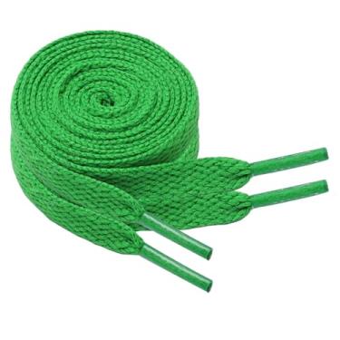 Imagem de ANNISHER 2 pares de cadarços planos para tênis, cadarços atléticos coloridos, cordas de botas para crianças e adultos, Verde, 32inch(80cm)