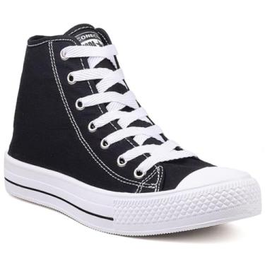 Imagem de Botinha Feminina CM Star Cano Alto Preta Branca Ou Vermelha Estilo Retro Skate School (Pto, BR, Adulto, Faixa Numérico, 39, 40)