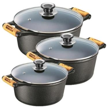 Imagem de Jogo Panela Caçarola Ferro 3 Pçs 1,7 Até 3 L - Panela Mineira