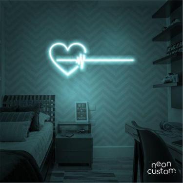 Imagem de luminaria letreiro Neon Led Coraçao Grafico 80x30 luminoso decoração p
