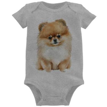 Imagem de Body Bebê Cachorro Spitz Alemão Lulu da pomerânia - Foca na Moda, Cinz