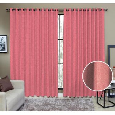 Imagem de Cortina Tecido Rustico 2,00M x 2,30M Semi Blackout Vermelha - Ibitinga