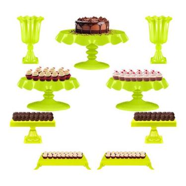 Imagem de Kit Festa 9 Peças - Mesa De Aniversário Completa - Boleira e Bandejas 
