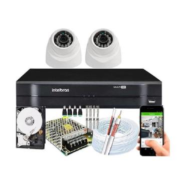 Imagem de Kit 2 Câmeras de Segurança Dome 720p dvr Intelbras C/Hd