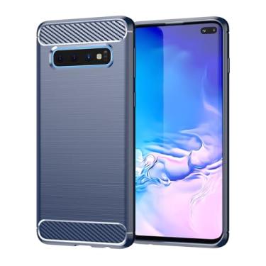 Imagem de Vavies Capa para Galaxy S10 5G, para Samsung S10 5G SM-G977U Capa de fibra de carbono fina e macia TPU com absorção de choque, proteção à prova de choque para Samsung Galaxy S10 5G azul marinho