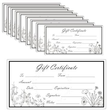 Imagem de 50 peças de vales de presente em branco 9 x 19 cm de ida e volta para vouchers de presente de Natal preto e branco cartões de cupons de negócios para spa salão de beleza restaurantes