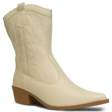 Imagem de Bota Texana Feminina Menina Nº 28 ao 37 Saltinho Infantil Moda Country Confortável 09.24J (Off White, BR, Criança de 9 a 12 anos, Numérico, 35)