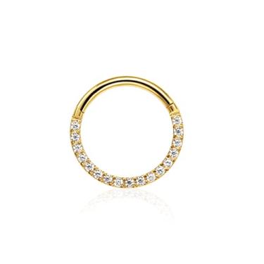 Imagem de ZYTAIJEW Hipoalergênico 18G/16G 8 mm/10 mm prata/ouro G23 titânio CZ piercing de nariz anel de segmento articulado hélice torre lóbulo tragus joia de piercing corporal confortável, Titânio, Sem Pedra