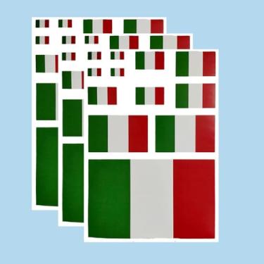 Imagem de Ruoming Ruoming Conjunto de adesivos de bandeira nacional de 3 peças, vários tamanhos, 3 folhas (Itália)