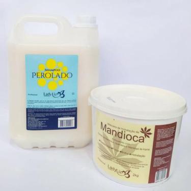 Imagem de Shampoo Lavatório 5 Litros Galão Perolado + Balde Hidrataçao 2kg Mandi