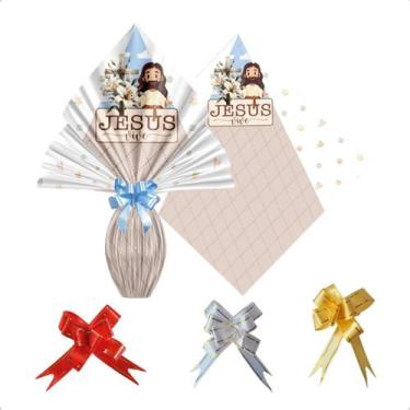 Imagem de Saco Embalagem Ovo Páscoa Prático 25UN com Laços 250 a 350g - Xingó, J