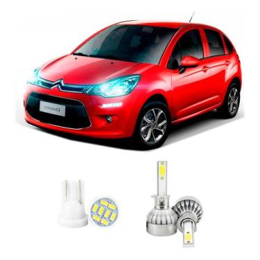 Imagem de Lampada Led Farol Baixo Citroen C3 2013 A 2016 20000lm - V10, Branco
