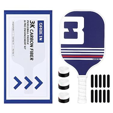 Imagem de ORBEIN Raquete de pickleball única de fibra de carbono - com fita adesiva e fita de chumbo - 218 g 3 k de fibra de carbono bruto - Melhores raquetes de bola de pickle - Presentes para mulheres e
