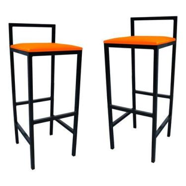 Imagem de Kit 2 Banqueta Alta Quadrada Industrial Cozinha Balcão Bar - Moveraço,