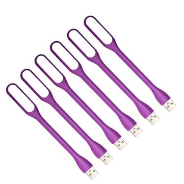 Imagem de Mini luz USB, lâmpada LED flexível, luz noturna portátil para banco de energia de computador, laptop, notebook, teclado USB, luz de leitura, pacote com 6 (roxo)