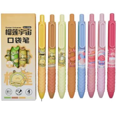 Imagem de Maydahui 12 canetas retráteis de gel para frutas, bolso pequeno, caneta esferográfica de morango, curta, redonda, mini tremor de gordura Parkinson, artrite, mãos, tinta preta para escola, festa