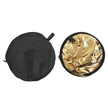 Imagem de Refletor redondo 2 em 1 portátil prateado e dourado para fotografia, iluminação suave, mini acessório de foto de 30 cm (80 cm)