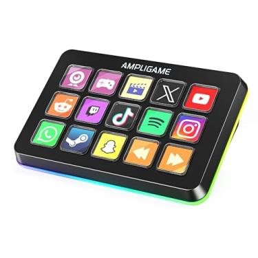 Imagem de AmpliGame Controlador Fifine Stream com 15 teclas macro, deck de streaming com ações de gatilho no software de aplicativos OBS/Twitch/YouTube/Streamlabs, teclado de botões de atalho funciona com Mac e