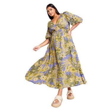 Imagem de City Chic Vestido plus size, vestido longo com estampa Daydream, Batik Bloom, 25 Plus Size