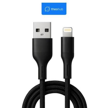 Imagem de Cabo Carregador USB Lightning Nylon Trançado Reforçado 1m Preto TheoHu