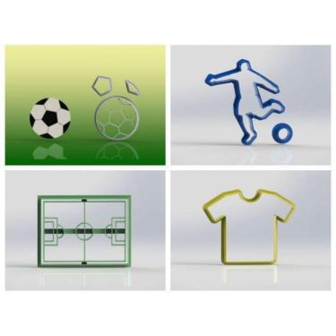 Imagem de Cortador Kit Futebol com 4 Modelos Tamanho 5cm