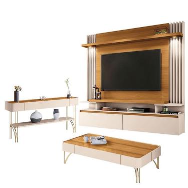 Imagem de Home Suspenso Cosmo E Aparador Vivant E Mesa De Centro Cadenza Cinamomo Off White - Hb Móveis