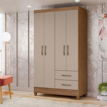 Imagem de Guarda Roupa Solteiro Ambiente Chile 4 Portas Carvalho Fendi - Moval