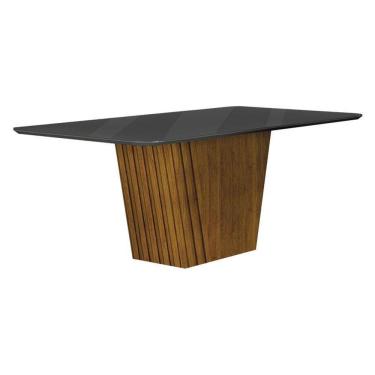 Imagem de Mesa De Jantar Liz 1,80 Com Vidro Freijó Chumbo – Leifer Móveis