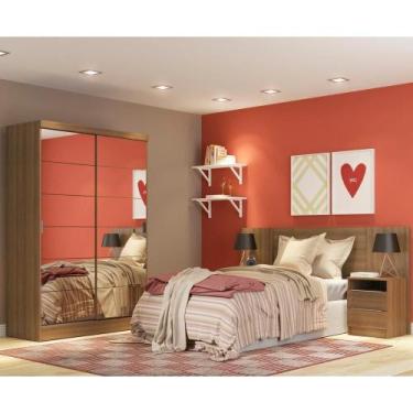 Imagem de Quarto Guarda-Roupa Luke Cabeceira 2 Criados Rustic Madesa