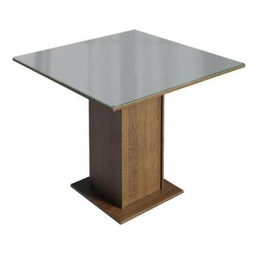 Imagem de Mesa De Jantar Quadrada Tampo De Vidro Madesa 5363 - Rustic/cinza Rust