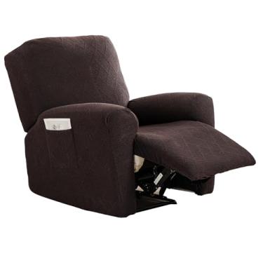 Imagem de Eco-Ancheng Capas reclináveis para poltronas reclináveis elásticas, 4 peças, capas reclináveis de jacquard, capas de sofá antiderrapantes, capas protetoras de móveis para animais de estimação, 16