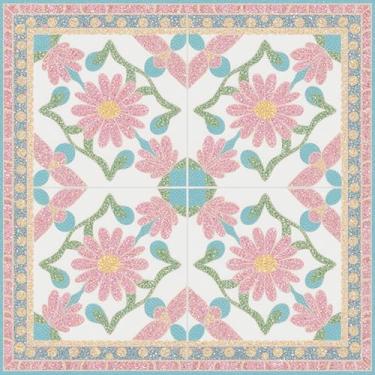 Imagem de HOMETITUTE 10 peças de azulejos com design floral rosa e azul, 30,5 x 30,5 cm, adesivos removíveis para piso de vinil DIY para cozinha, banheiro, sala de estar, entrada, decoração de casa