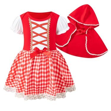 Imagem de Yruiz Fantasia de chapeuzinho vermelho para bebês meninas, vestido de princesa, Halloween, Natal, aniversário, conjunto de saia com capa, Branco, 9-12Months