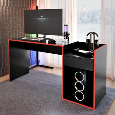 Imagem de Mesa De Computador Escritório Gamer Eros Moderna (Preto Vermelho)