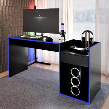 Imagem de Mesa De Computador Escritório Gamer Eros Moderna (Preto Azul)
