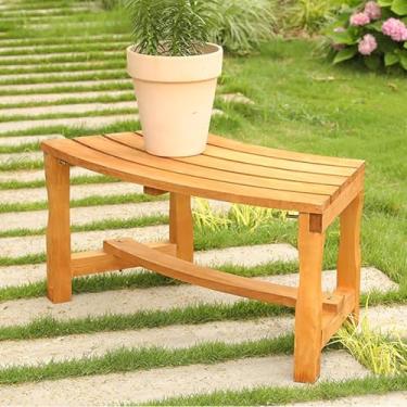 Imagem de Banco De Jardim Banco De Árvore Surround Madeira Semicircular Semicircular Semicircular Redonda Externa Para Jardim De Gramado, Yellow