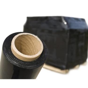 Imagem de 1 Rolo Bobina Filme Stretch 500mm x 25 Mic Preto Proteção Embalagem P/Ecommerce