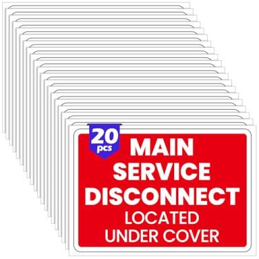 Imagem de Feifeiya Pacote com 20 adesivos de desconexão de emergência, 12,7 cm x 8,9 cm, placa de desligamento de emergência, resistente, impermeável, etiquetas de desconexão de serviço principal para aviso de