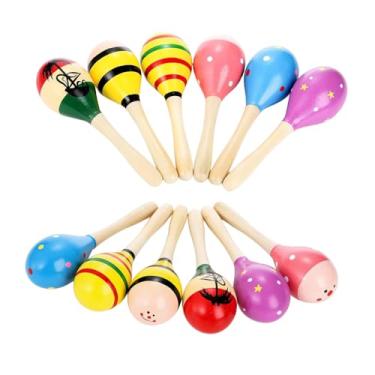 Imagem de YIJU 12 Peças Mini Maracas de Madeira Chocalhos de Percussão Manual
