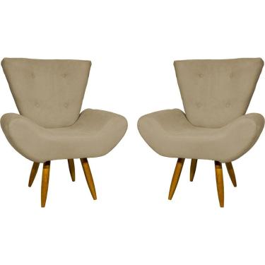 Imagem de Kit 2 Poltronas Decorativa Para Sala Recepção Manicure Consultório Escritório Emilia Suede