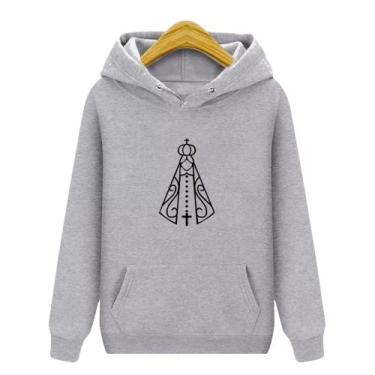 Imagem de Moletom Feminino Com Capuz Nossa Senhora - trajano store, Cinza, P