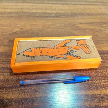 Imagem de Estojo Madeira Porta Lápis Vintage Ano 80 20x8x3cm 131g Raro COD 02