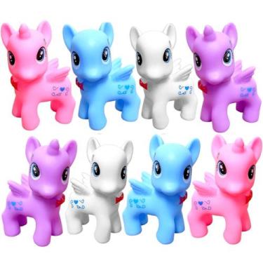 Imagem de Pony no Ovo kit 8 Unicórnios Coloridos Pônei em Vinil + Acessórios pre