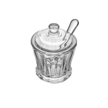 Imagem de Açucareiro de Cristal Lyor Radial 210ml com Tampa e Colher Transparente Elegante