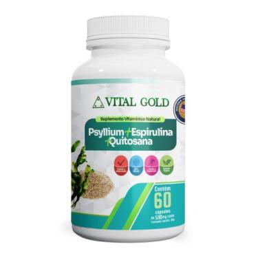 Imagem de PSYLLIUM + ESPIRULINA + QUITOSANA - 500mg (60 Cápsulas) VITAL GOLD, 01