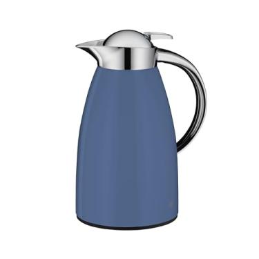 Imagem de alfi SIGNO 1,0 L azul fosco isolador de aço inoxidável com inserção de vidro temperado higiênico, fecho giratório com botão de pressão confortável, alça ergonômica com uma mão ideal como cafeteira