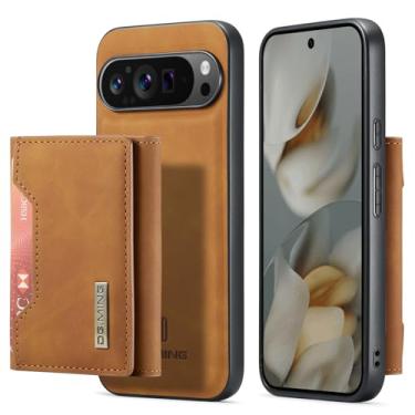 Imagem de Capa carteira de couro magnética destacável 2 em 1 para Google Pixel 10 Pro XL, 8 compartimentos para cartão, recurso de suporte, TPU à prova de choque e capa de telefone de couro premium (marrom)