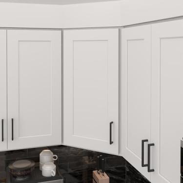Imagem de Furinno Armário de cozinha diagonal pronto para montar com 1 porta e 2 prateleiras, 12 (P) x 61 (L) x 76 A, branco