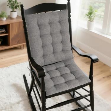 Imagem de AddGrace Almofadas de cadeira de balanço para ambientes internos para cadeiras de balanço com laços conjunto de tecido texturizado confortável de almofada de assento e encosto 53 x 43 x 43 x 43 cm